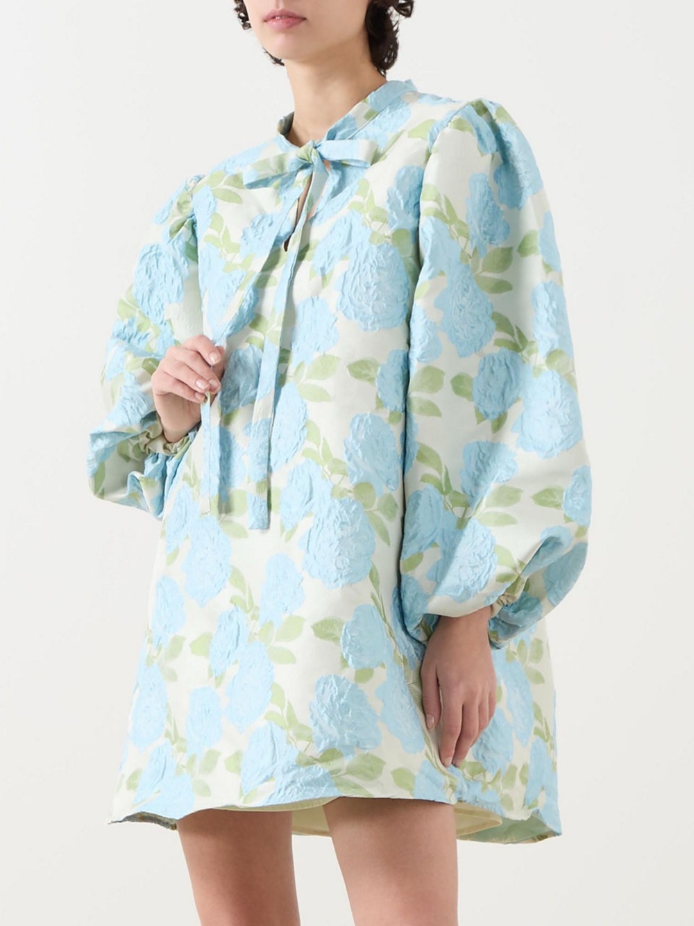 Sister Jane Light Blue Puff Sleeve Floral Mini Dress - Picture 2 of 3